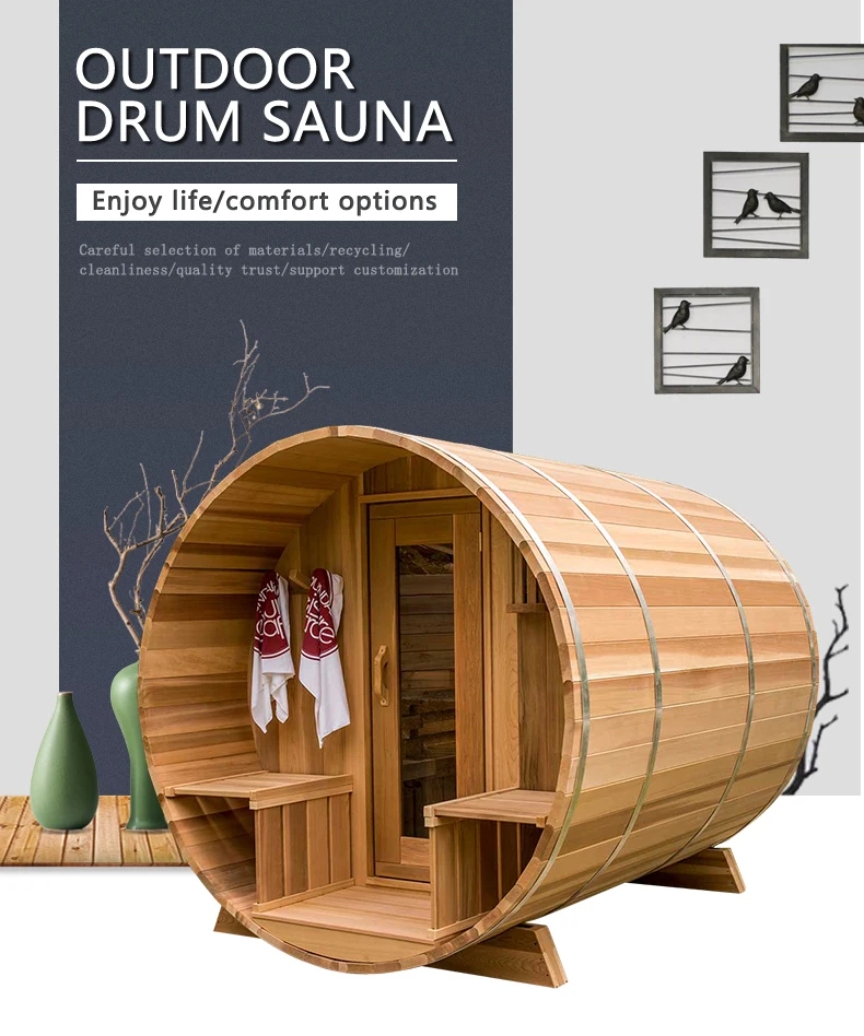 Durable Custom Made Large Outdoor Solid Wood Steam Sauna Room For 6