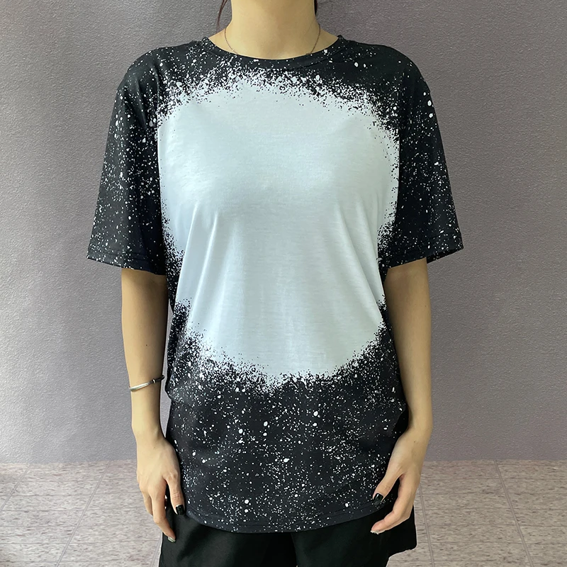 Hot Selling Faux Bleached Custom Print Shirts 100 Polyester T Shirts Sublimation Bleach Shirts 4332