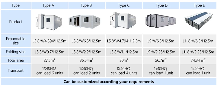 Ready Made 20Ft Prefab Expandable Folding Detachable Flat Pack Container House 3 Bedroom Light Steel Villa Folding Prefabricated Home with solar system 40Ft