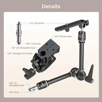 SMALLRIG Friction Magic Arm Camera Mount with Super Clamp and Camera Platform, Heavy Duty Mount/Bracket for Lights, Cameras-4862 detail image