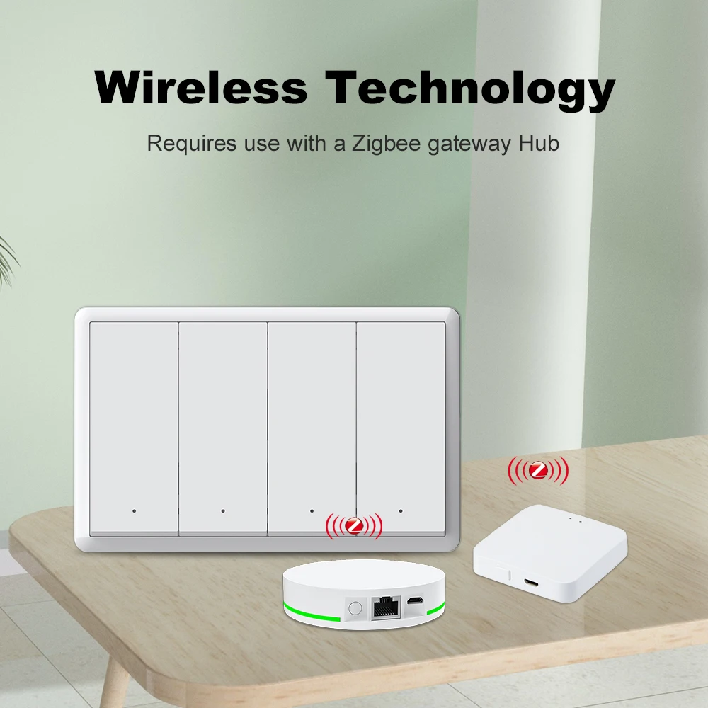 Customized Logo Tuya ZigBee Smart Light Switch US Push Button Wall ...