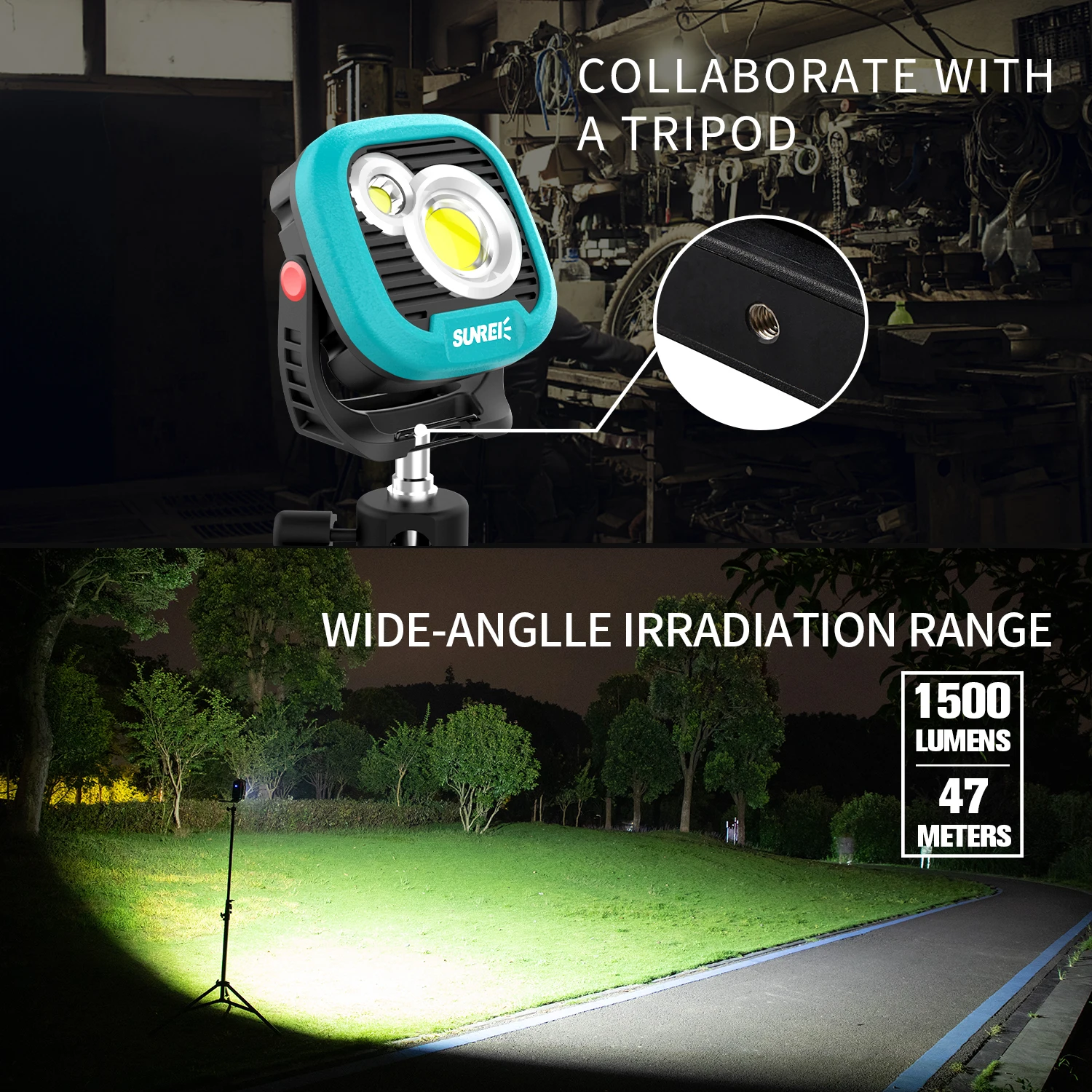 SUNREI SUNREE C1600 360 Degree Work Light Portable LED Light Tripod Construction Light Work Lamp