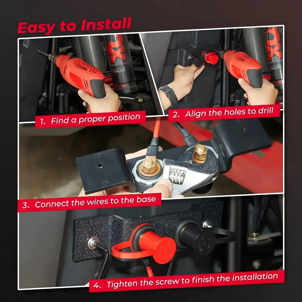 UTV Jump Starter Battery Terminals Relocation Kit Remote Charging Tool UTV ATV Car Truck RV Diesel Boat Parts Accessories