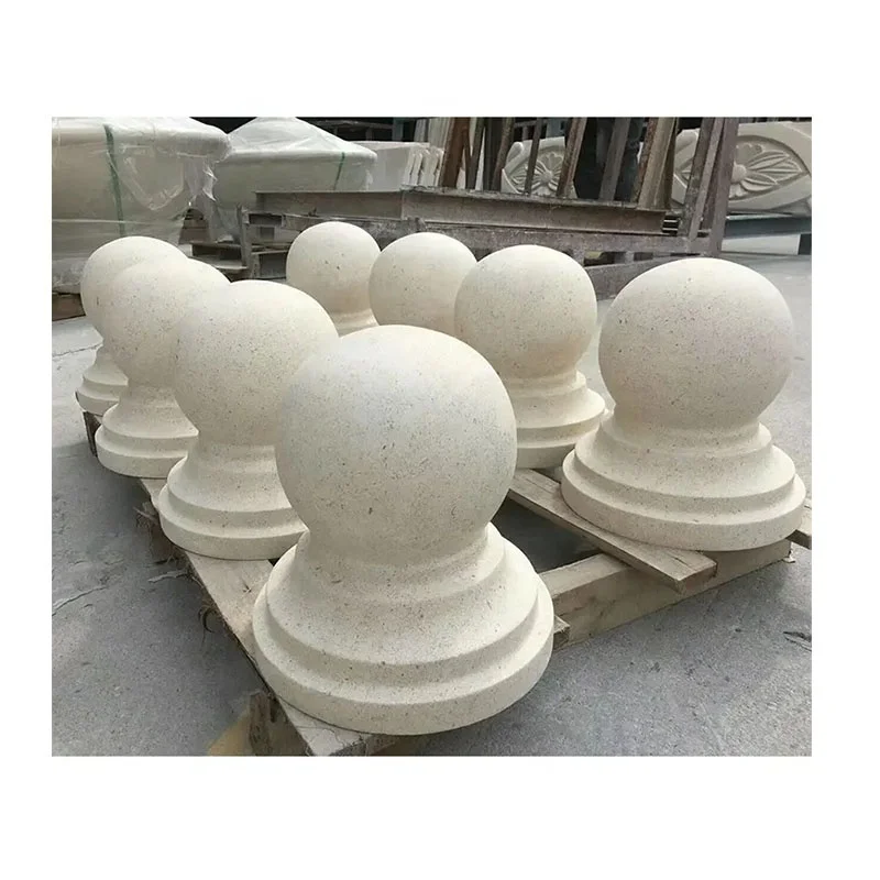 Custom Outdoor Beige Limestone Price for Project Stone Ball and Stone Handicraft Limestone Columns