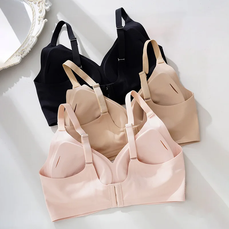 W2082 beige sports bra front view