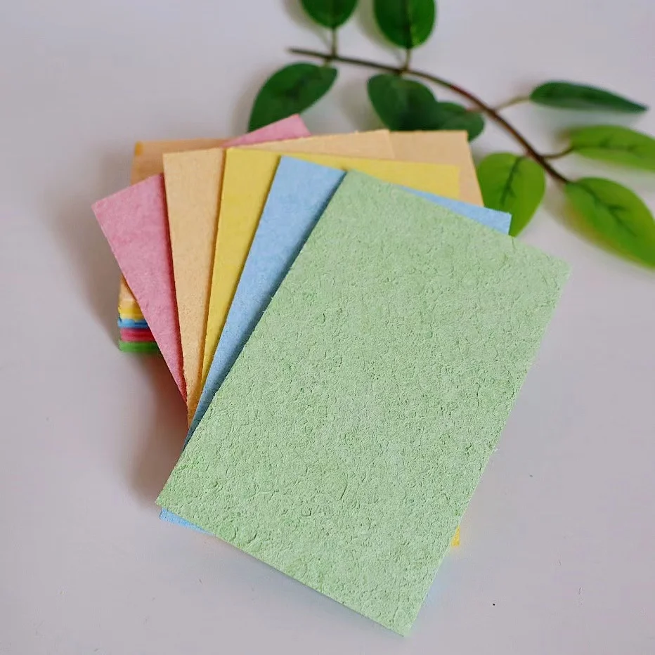 Натуральная Экологически чистая биоразлагаемая кухонная всплывающая древесная целлюлоза без царапин ткань для мытья посуды сжатая целлюлозная губка
