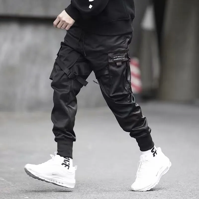  SILKKOBO Military Style Hip Hop Cargo Pants Men Fashion  Streetwear Joggers Men Pleated Trousers Black Casual Versatile Young :  Clothing, Shoes & Jewelry