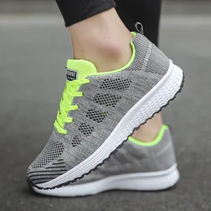 Fast Delivery Women Casual Shoes Fashion Breathable Walking Mesh Lace up Flat Shoes Sneakers Women  the New 2021