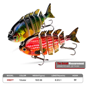6-joint Multi-joint Fish Lure 8cm 16g Bionic Plastic Live Bait with Hooks Versatile for Perch and Sea Bass – Hooks – view 5