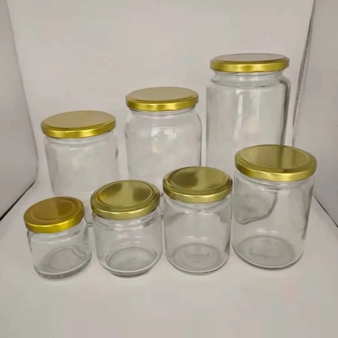 6oz 8oz 9oz 500ml 300mlclear Straight Sided Glass Jar With Silver Gold