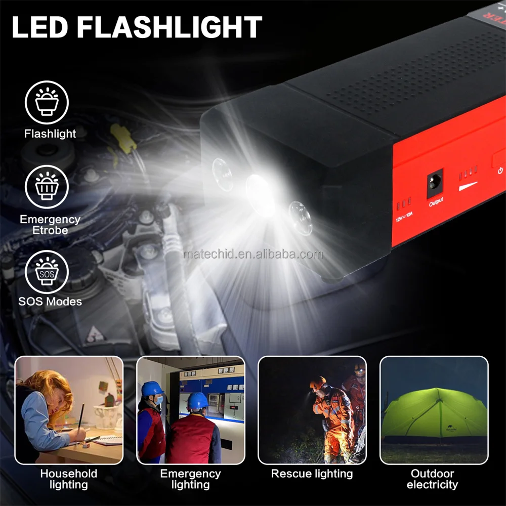 Matec Ms400 Car Jump Starter 2000a 24000mah 12/24v Diesel Auto Jump