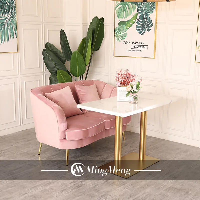 Restaurant Tables and Chairs With Customized Order Pink Green Light Luxury Restaurant Furniture Mingmeng Velvet Dining Chairs