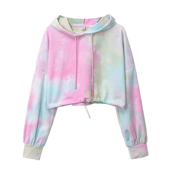 Womens Custom Logo Pullover Hoodie Fashionable Tie Dye Sweatshirts Anti-Wrinkle Anti-Pilling Breathable Features Unlined Design