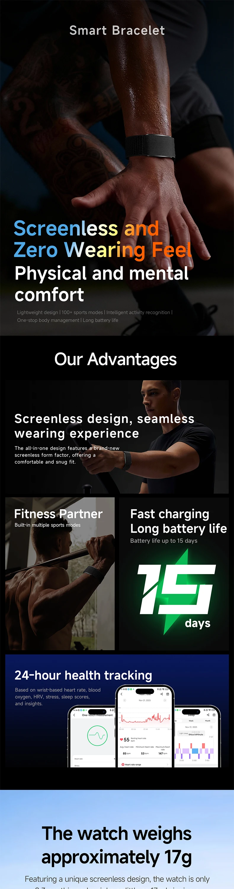 product new screenless smart bracelet y105 for men women 17g light body incoming call message reminder body fitness tracker watch-5