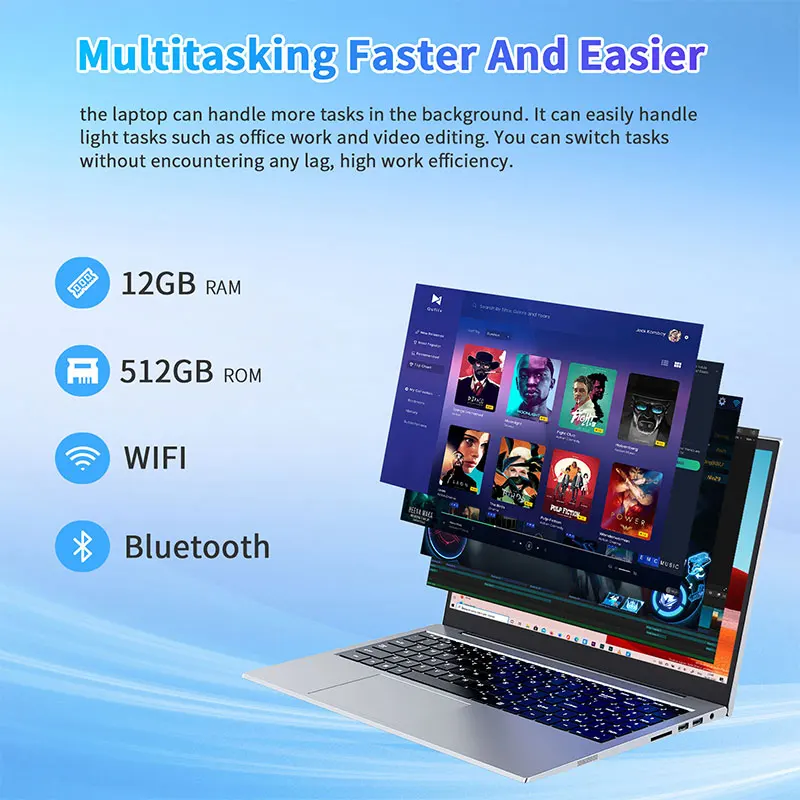 High Quality Quad Core I3 12GB Ram 512GB 1TB SSD 15.6 Inch Laptop Computer for Gaming Business Laptop
