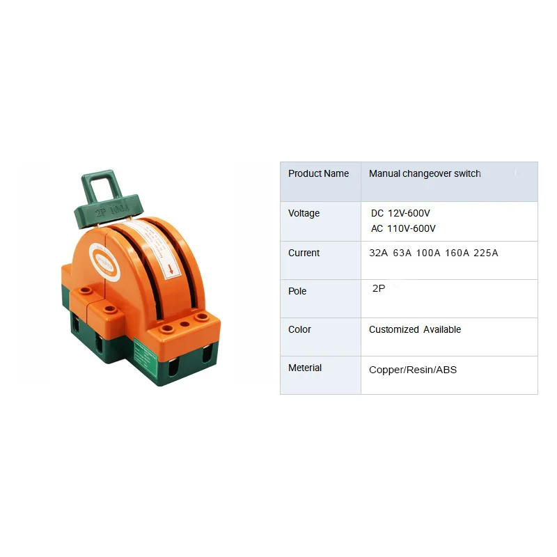 2 Pole 100A  Double Throw Change Over Switch Electrical Blade Knife Switch 2 Phase Isolate Switch Disconnector