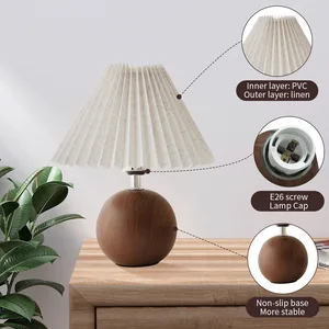 JACKSUN Hot Selling Modern Nordic Retro Table Lamp Warm Pleated Fabric with E26/E27 Base for Bedroom Bedside or As a Gift