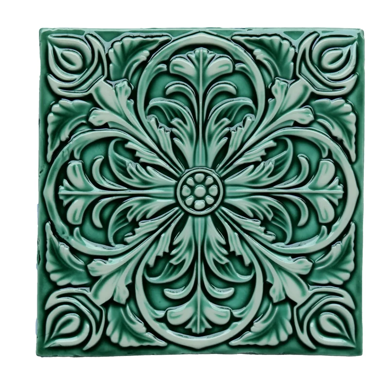 Factory Hot Sale Handmade Relief Patterned Tiles for Hotel Villa Wall Decor Ceramic Artwork Souvenir Clay Tiles