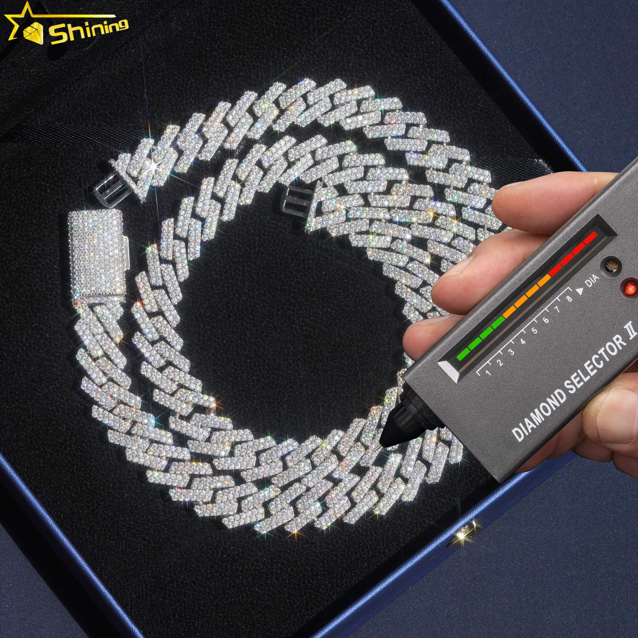 Iced Out Hip Hop Moissanite Miami Cuban Chain Necklace Iced Out Hip Hop Moissanite Miami Cuban Chain Necklace