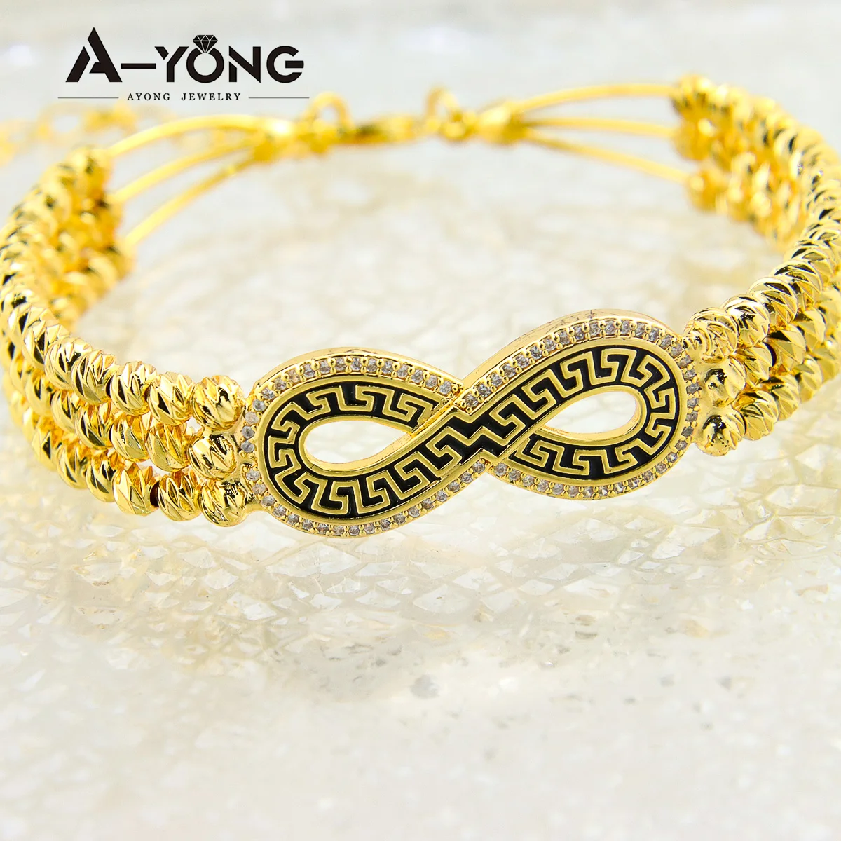 Unique Design Multi Layer Beaded Chain Bracelet Infinity Gold Bangles 18k Women Bangle Bracelet