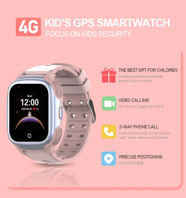 2025 Waterproof 4G Children's SIM Card Mobile Smart Watch Video Call Global Positioning System Tracker Children's Smart Watch.