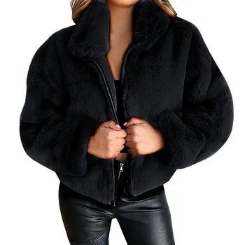 2022 Winter Women Fashion Faux Fur Coat Elegant Thick Warm Outerwear Woman Jacket Plus Size S-5XL Fake Rabbit Fur short Coats