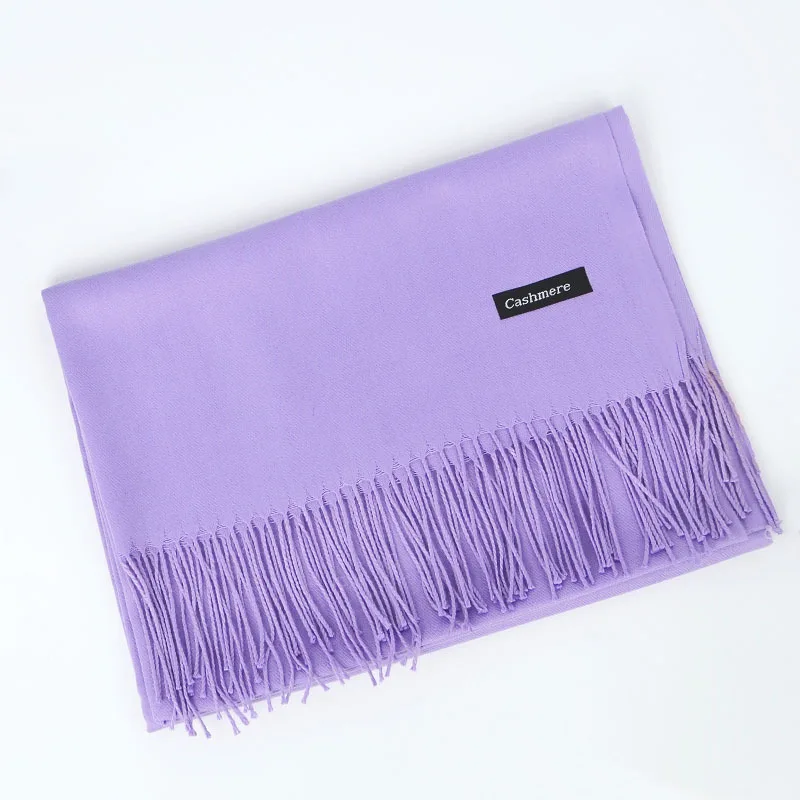 Ready to Shipping Plain Solid Light Cashmere Logo Scarf for Dubai Cheap Price Hijab Warm Women Winter Shawl Pashmina