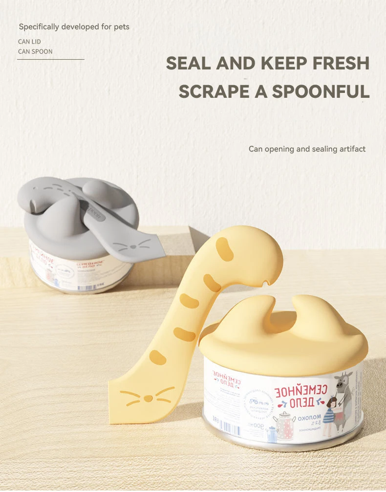Pet Cat Can Seal Cover Dog Cat Can Opener Scoop Jar Seal Fresh-keeping Silicone Can Lid supplier