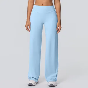 High Quality Gym Workout Tights Breathable Material  High Waist Yoga Leggings Straight Flare Legging for Women