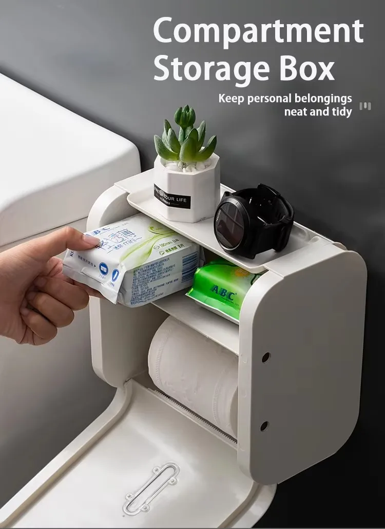 Wholesale Plastic Tissue Dispenser Storage Box Hole-Free Installation Bathroom Paper Holder manufacture