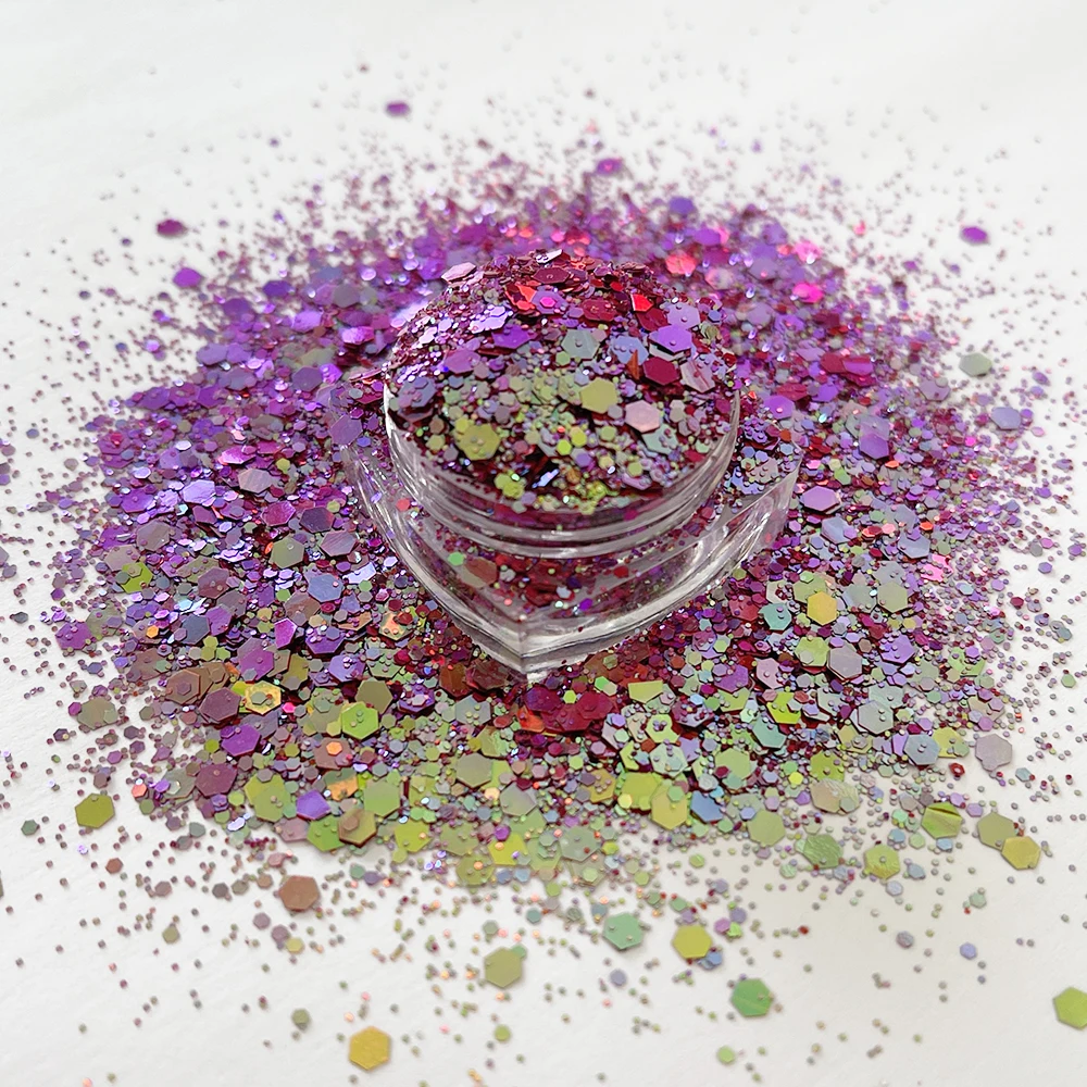 Mix Chunky Bulk Color Shifting Chameleon Glitter Shaker Bottle Plastic 1Kg Glitter