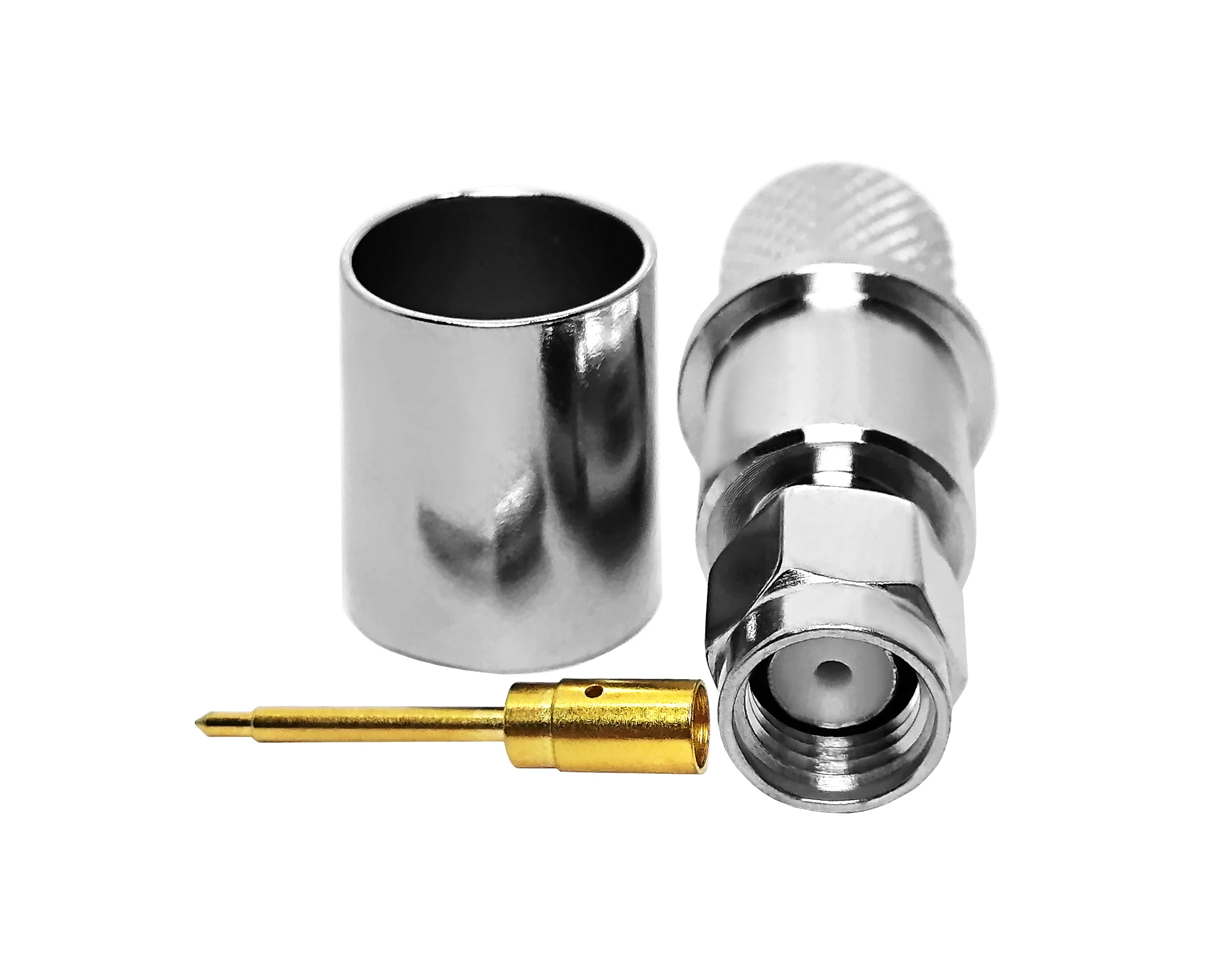 2pcs N Type Male Plug Crimp RF Coax Connector – Silver-plated – For LMR400