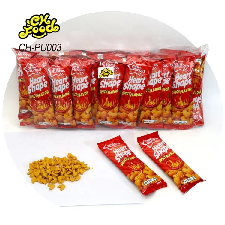 Wholesale Savory and Crispy Spicy BBQ and Cheese Flavor Heart Shape Puffed Food Halal for Kids
