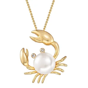 14K Gold Zircon Pearl Necklaces Custom Jewelry Necklace Crab Necklace