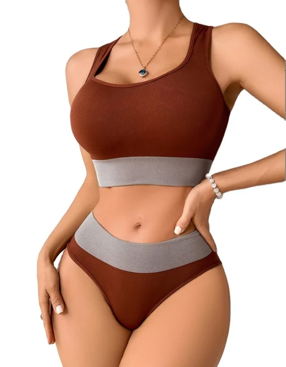 3 Colors U-Neck Strong Support Sexy Lingerie Set Seamless Push-Up Bra Middle Waist  Brief Underwear Set