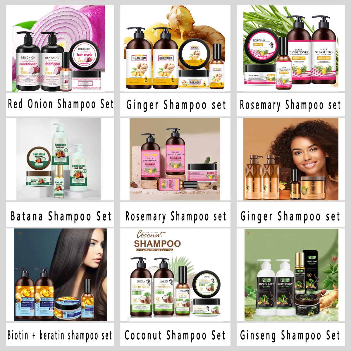 Wholesale Natural Vegan Ginger Hair Growth Shampoo Conditioner Set ...