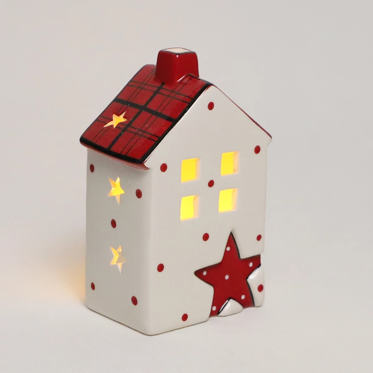 Porcelain House Tea Light Holder LED Ceramic House-shaped LED wax Tealight Candle Holder