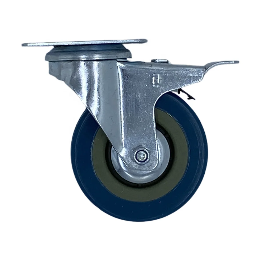 Anti Corrosion High Load 2 Inch Plate Industrial Casters Small Wheels With Brake
