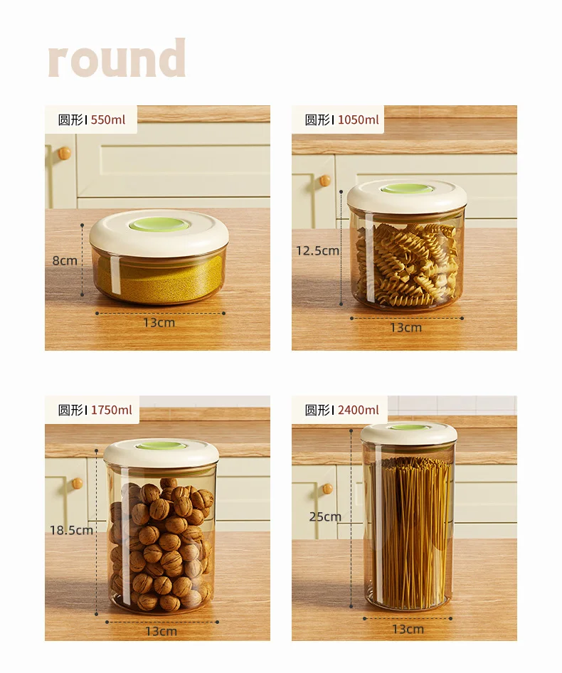 NFS Press to Open Food Storage & Container Plastic  Vacuum Crisper  Food Storage Box Containers for Kitchen