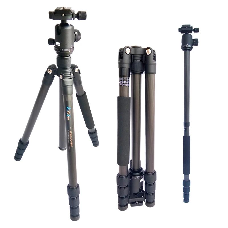 Portable Carbon Fiber Camera Tripod Stand Lightweight 360 Degree Rotation Ball Head Foldable Function for Video Use