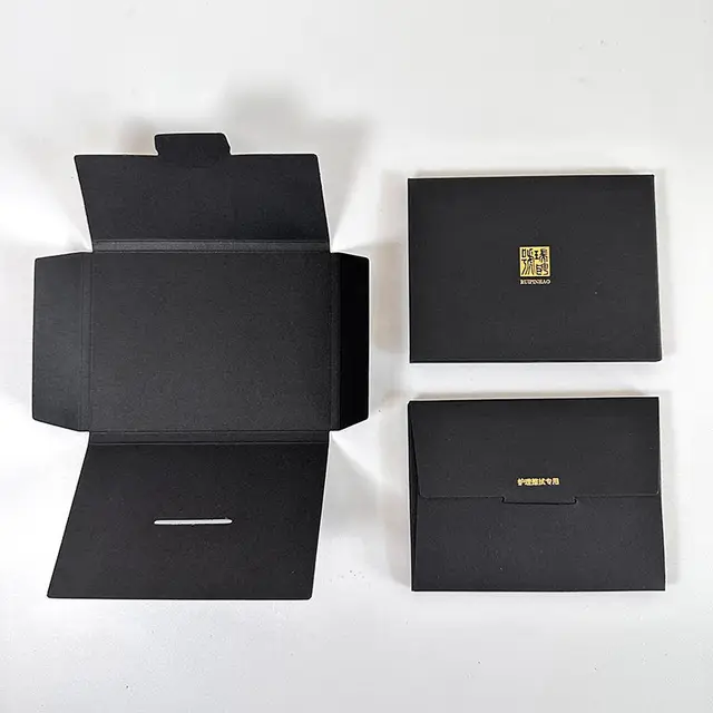 Custom Logo Printing Vip Member Card Envelopes Uv Gift Card Packaging Black Kraft Envelope Box