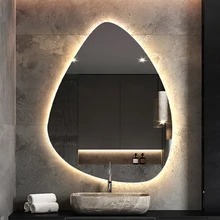 Irregular shape led mirror hotel bathroom backlit illuminated  led bath mirrors with touch screen