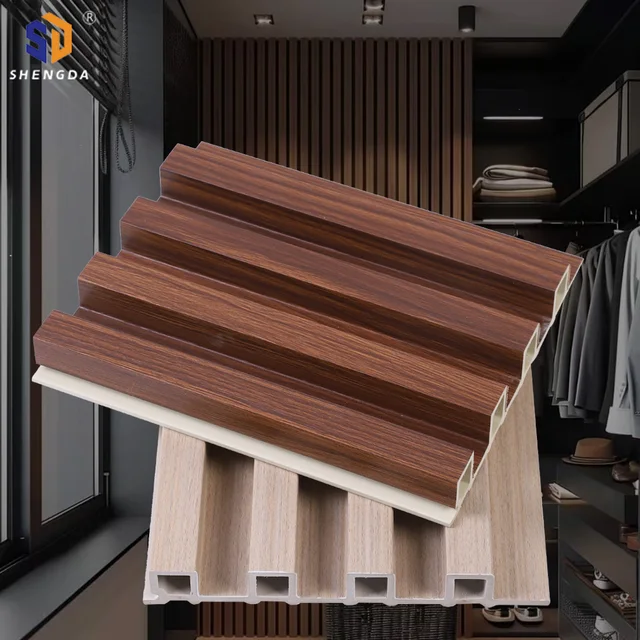 Indoor Wpc Wall Panel 3D Wood Plastic Composite Wawater Ripple Pvc Plastic Wall Panelplastic Wall Panel