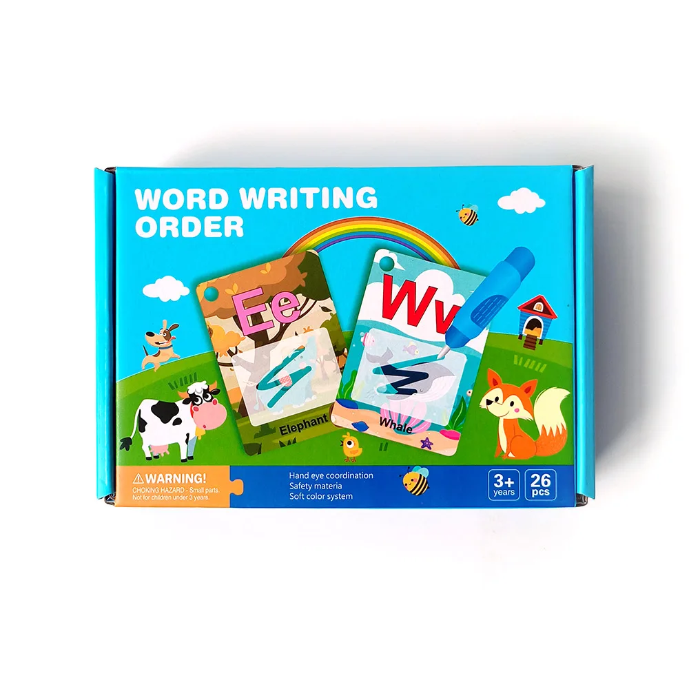 Custom Colouring Books Word Writing Order With Erasable Pens Learning Flashcards for Kids Toys Cardboard Box