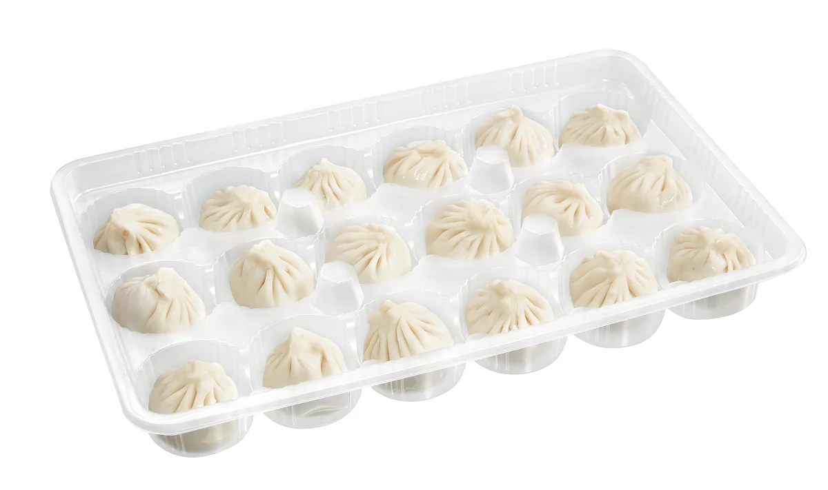 18 cavities Disposable blister Food Grade PP tray boiled steamed bun Plastic packaging dumplings plastic food container