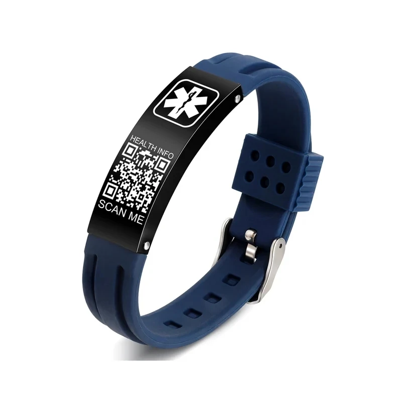 Bracciale Medico Con QR Code – Impermeabile In Silicone, Per Uomo E Donna, Polsi Fino A 22,9 Cm - 4