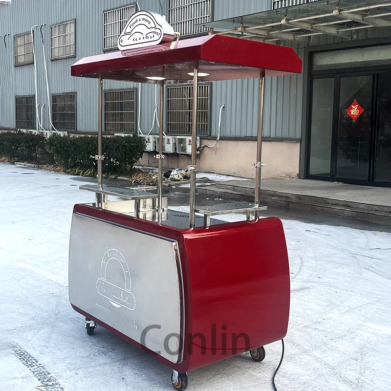 Portable Snak Cart for Parties Folding Food Cart Lifting Canopy Chestnuts Stand Grill Kiosk for Sale