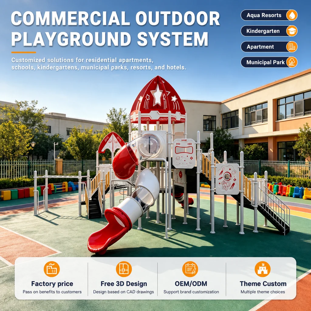 Outdoor Playground Equipment Kindergarten Kids Climbing Frame Slide Swing Set Galvanized Steel CE CPC Certified OEM Wholesale
