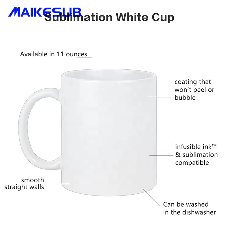 Personalized 11oz 330ml Daily Use White Mug Customizable Logo Sublimation  Coffee Cup Tea Travel