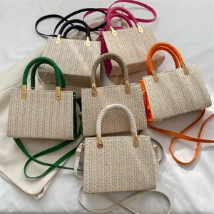 Wholesale Straw Style Fashion Square Handbags Underarm Crossbody Bags Casual Mini Tote Shoulder Bag for Women
